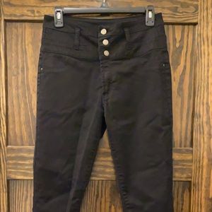 Black, high-waisted, skinny jeans